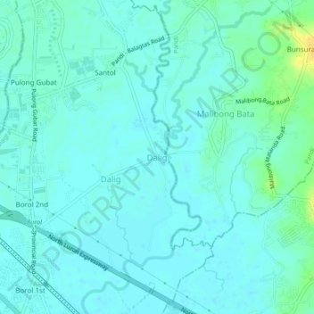 Mapa topográfico Dalig, altitud, relieve