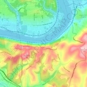Mapa topográfico Barking, altitud, relieve