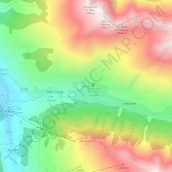 Mapa topográfico Le Coin, altitud, relieve