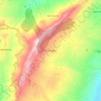 Mapa topográfico Pozo Negro, altitud, relieve