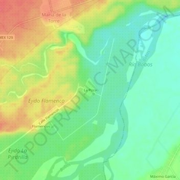 Mapa topográfico La Poza, altitud, relieve