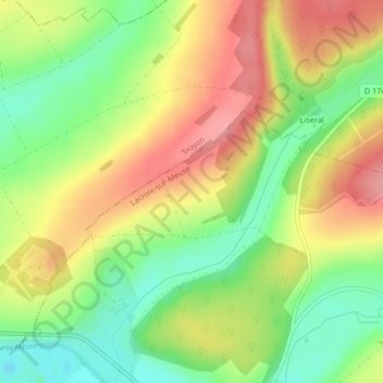 Mapa topográfico Devant Monte Etot, altitud, relieve