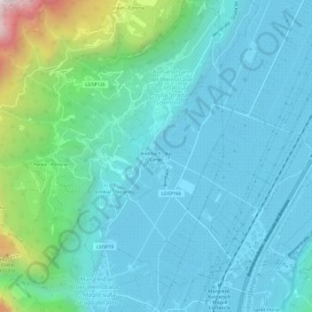 Mapa topográfico Breitbach - Rio Largo, altitud, relieve