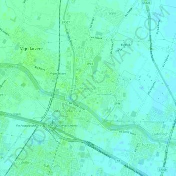 Mapa topográfico Mejaniga, altitud, relieve