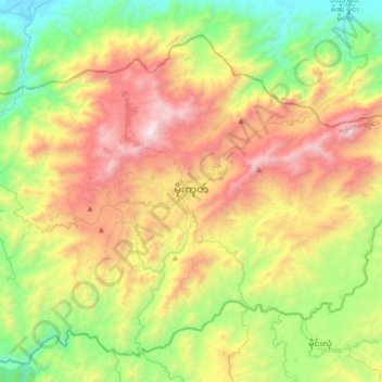 Mapa topográfico Mogok, altitud, relieve