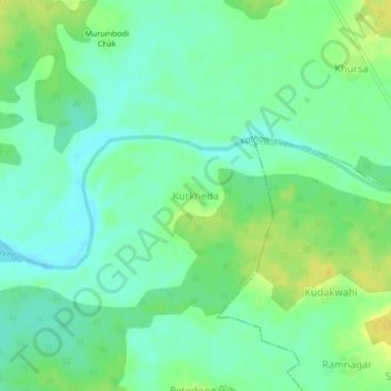 Mapa topográfico Kurkheda, altitud, relieve