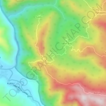 Mapa topográfico Ranga, altitud, relieve