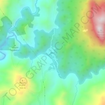 Mapa topográfico Apia, altitud, relieve