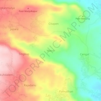 Mapa topográfico Wano, altitud, relieve