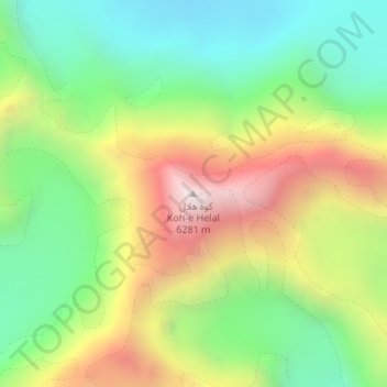 Mapa topográfico Koh-e Helal, altitud, relieve