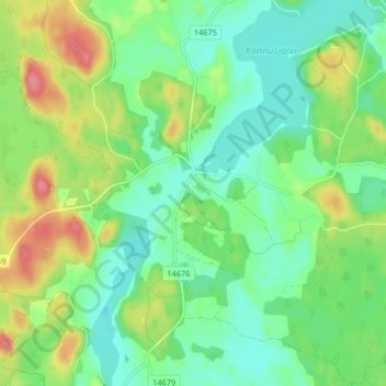 Mapa topográfico Kannusjärvi, altitud, relieve