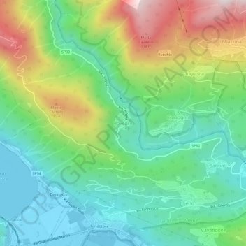 Mapa topográfico Rovegro, altitud, relieve