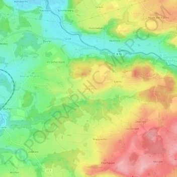 Mapa topográfico Lengatz, altitud, relieve