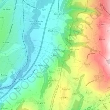 Mapa topográfico Le Blanchet, altitud, relieve