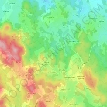 Mapa topográfico Les Egaliers, altitud, relieve
