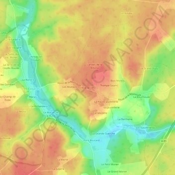 Mapa topográfico Bois Brûlé, altitud, relieve