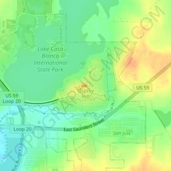 Mapa topográfico Osprey Hill, altitud, relieve