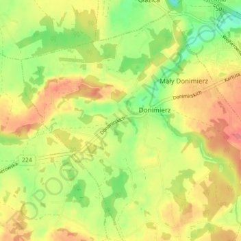 Mapa topográfico Góry, altitud, relieve