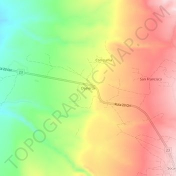 Mapa topográfico Desierto, altitud, relieve