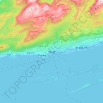 Mapa topográfico Molde, altitud, relieve