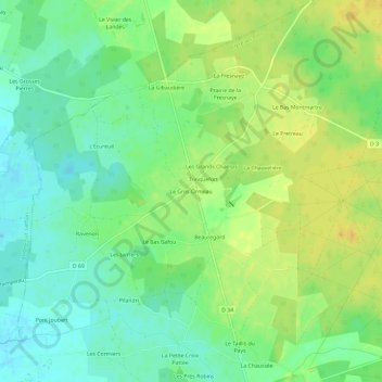 Mapa topográfico Le Gros Ormeau, altitud, relieve