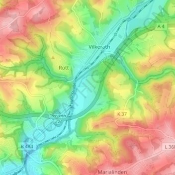 Mapa topográfico Bernsau, altitud, relieve