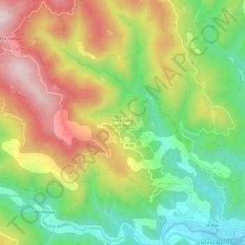 Mapa topográfico Notre-Dame de la Roure, altitud, relieve