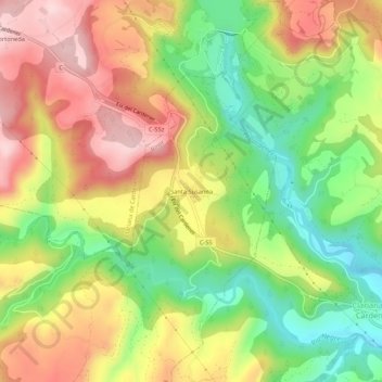 Mapa topográfico Santa Susanna, altitud, relieve