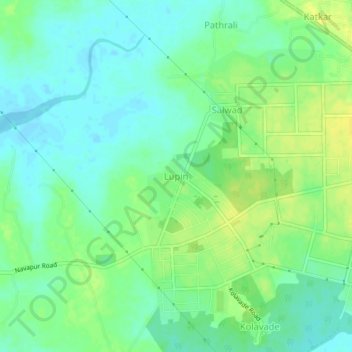 Mapa topográfico Lupin, altitud, relieve