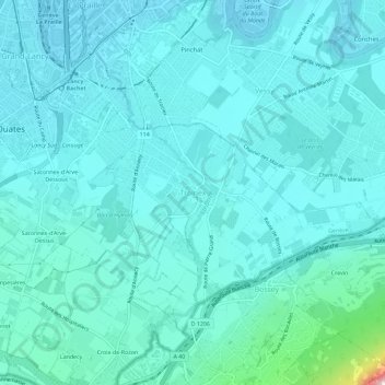 Mapa topográfico Troinex, altitud, relieve