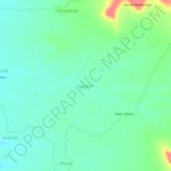 Mapa topográfico Nagjhiri, altitud, relieve
