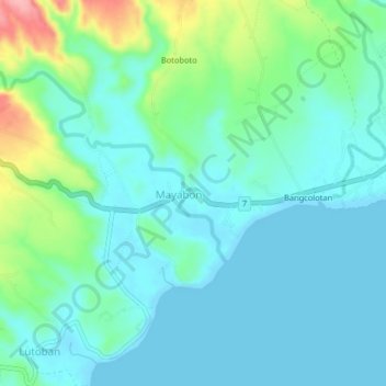 Mapa topográfico Mayabon, altitud, relieve