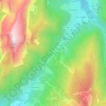 Mapa topográfico La Piche, altitud, relieve