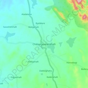 Mapa topográfico Chikkanayakanahalli, altitud, relieve
