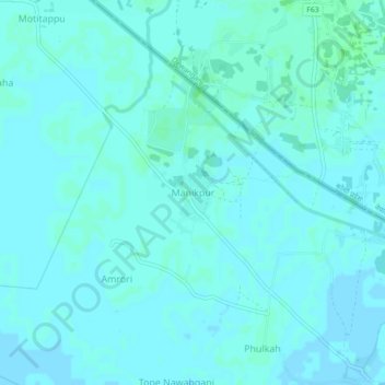 Mapa topográfico Manikpur, altitud, relieve