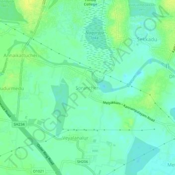 Mapa topográfico Sorancheri, altitud, relieve