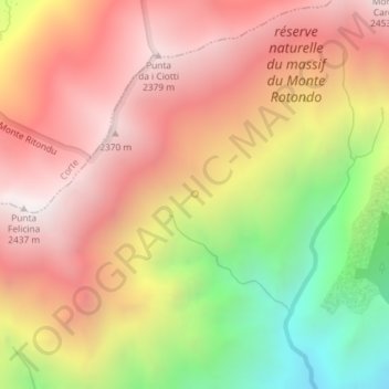 Mapa topográfico Fontaines de Paradis, altitud, relieve