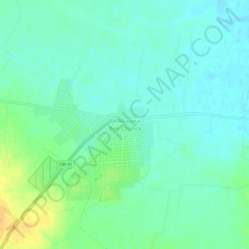 Mapa topográfico Ben Naceur Ben Chohra, altitud, relieve