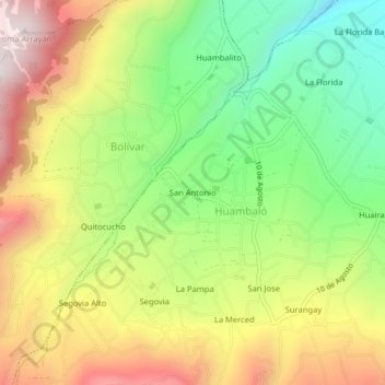 Mapa topográfico San Antonio, altitud, relieve