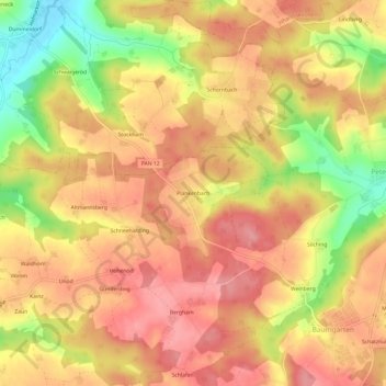 Mapa topográfico Plankenbach, altitud, relieve