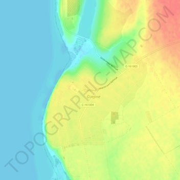 Mapa topográfico Ozerne, altitud, relieve