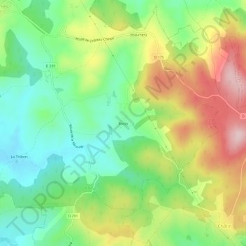 Mapa topográfico Bussy, altitud, relieve