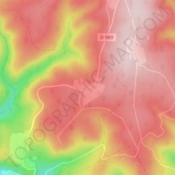Mapa topográfico Les Woieries, altitud, relieve