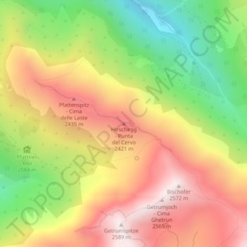 Mapa topográfico Hirschegg, altitud, relieve