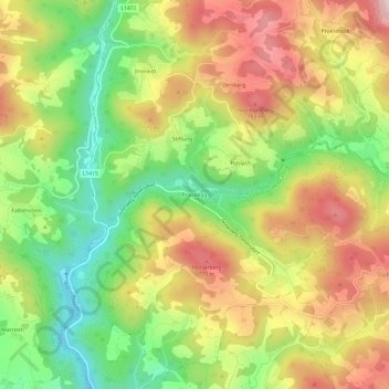 Mapa topográfico Prandegg, altitud, relieve