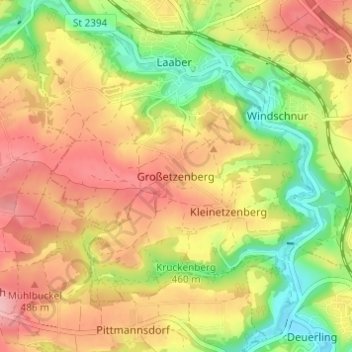 Mapa topográfico Großetzenberg, altitud, relieve