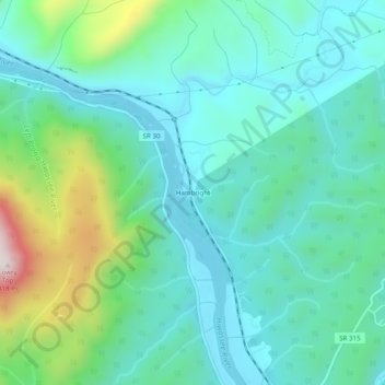 Mapa topográfico Hambright, altitud, relieve