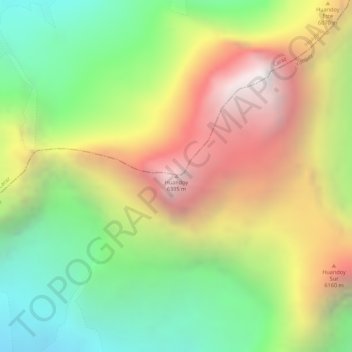 Mapa topográfico Huandoy, altitud, relieve