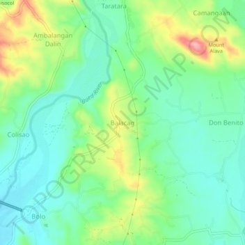 Mapa topográfico Balacag, altitud, relieve