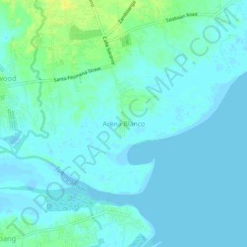 Mapa topográfico Arena Blanco, altitud, relieve